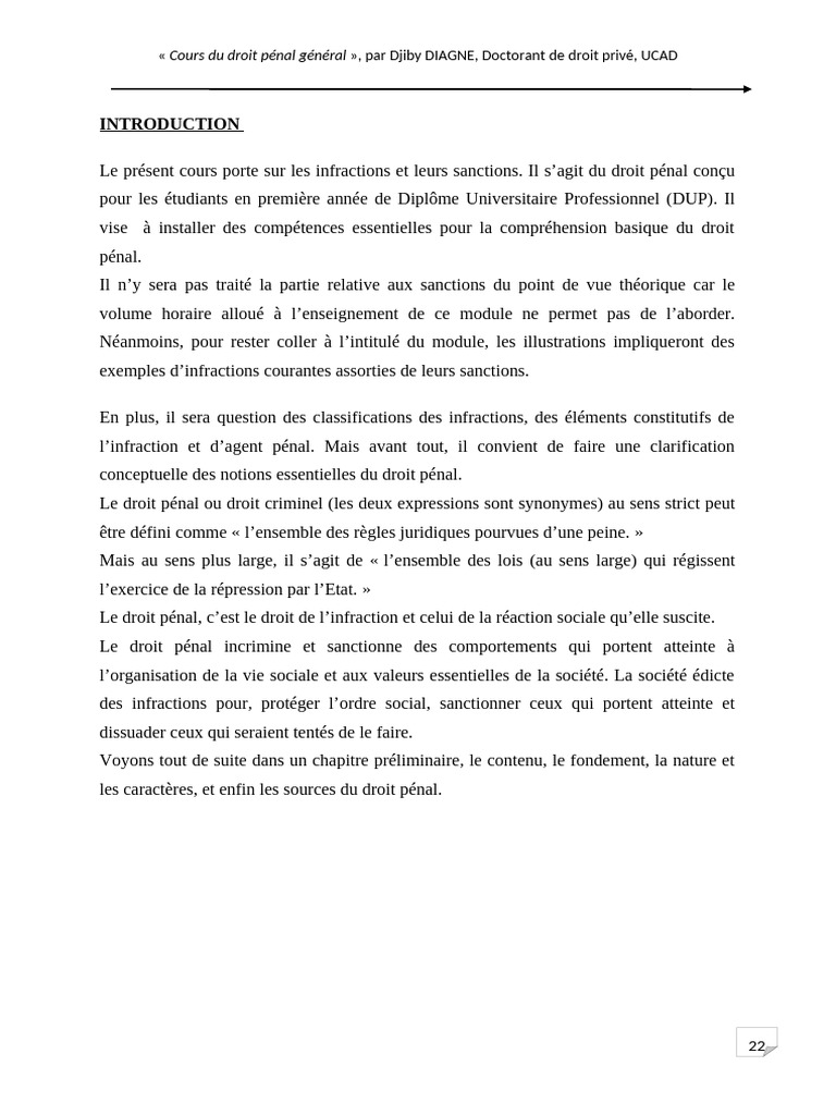 Cours de Droit Pénal Final | PDF | Crimes | Crime et violence