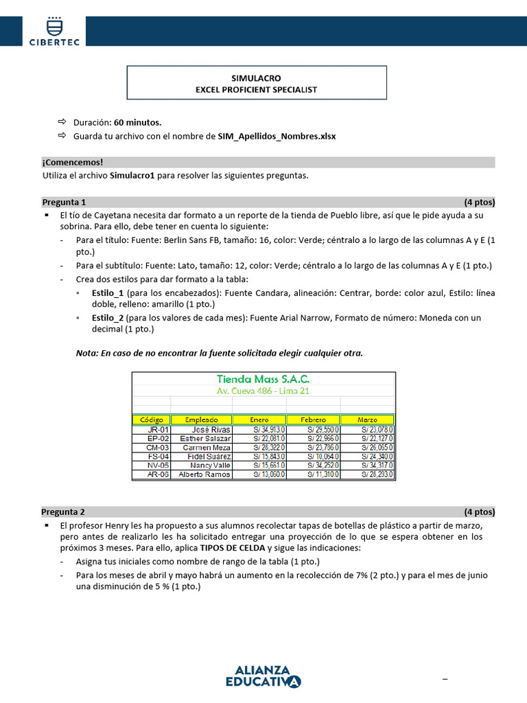 SIM Excel Proficient M1 | PDF