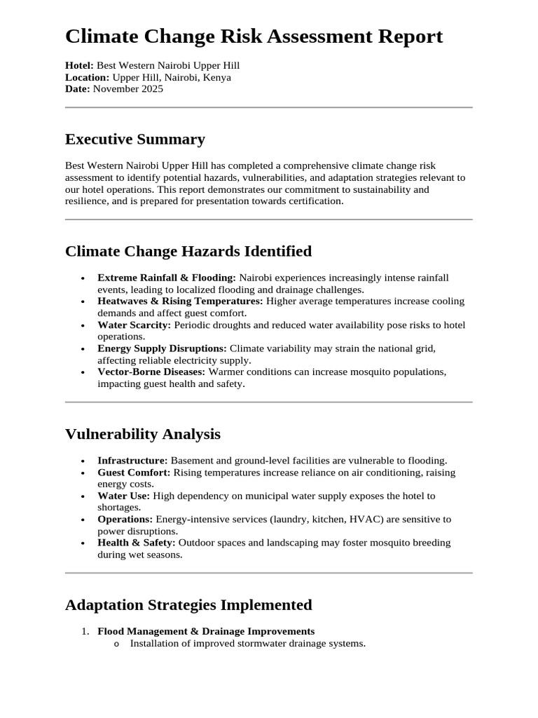 Climate Change Risk Assessment Report | PDF