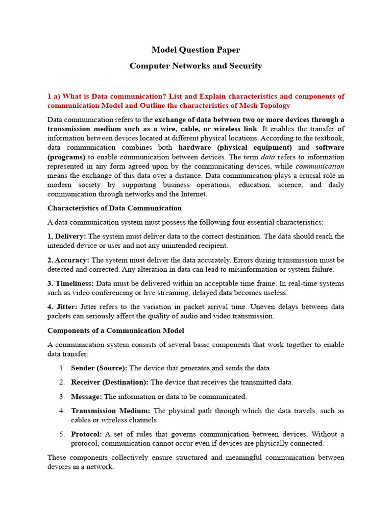 CN Model Question Paper | PDF