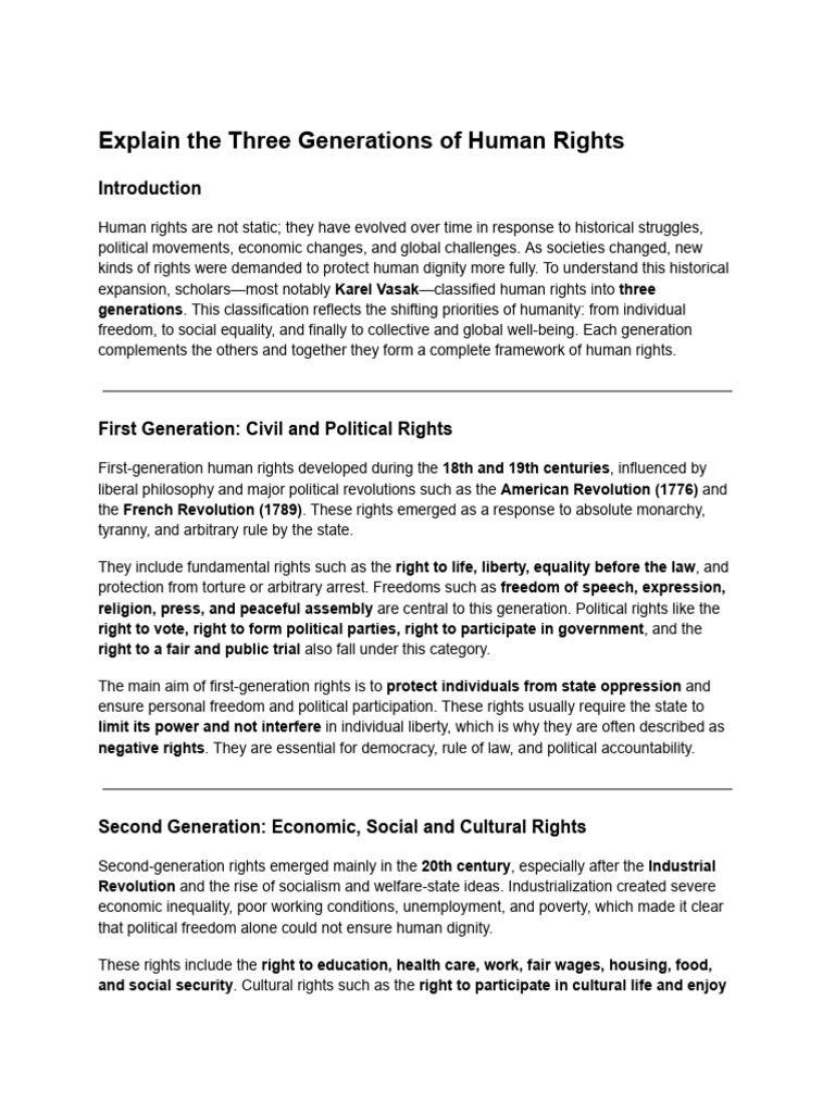 Generations of Human Rights | PDF | Human Rights | Social Justice