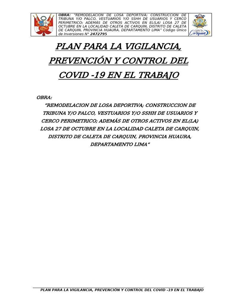 14.2 PLAN PARA LA VIGILANCIA, PREVECION Y CONTROL DE COVID-19 EN EL ...
