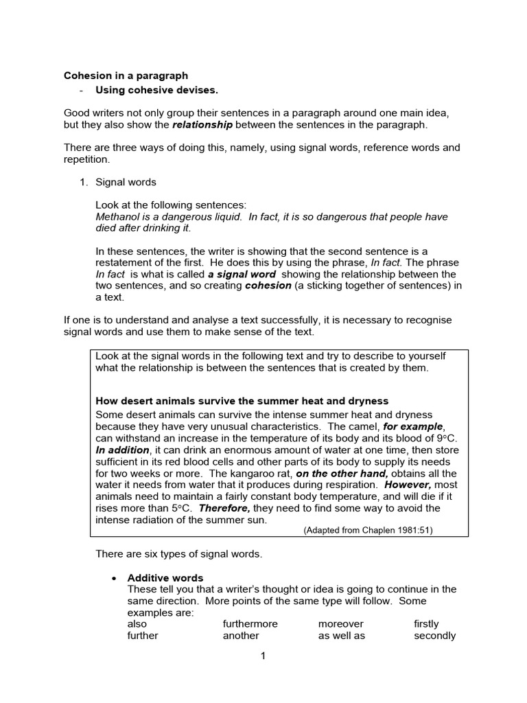 Cohesion in A Paragraph | PDF | Fruit | Flowers
