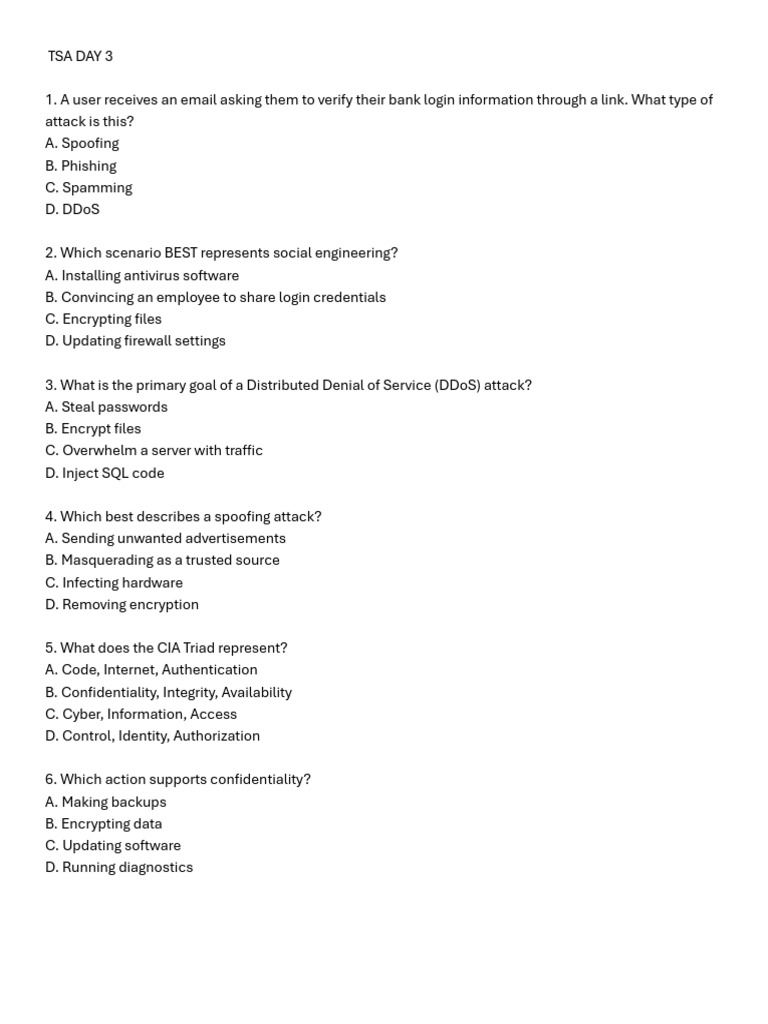 TSA Wednesday Questions | PDF