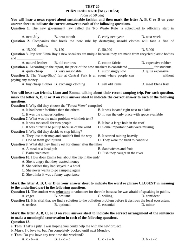 Test 20 | PDF