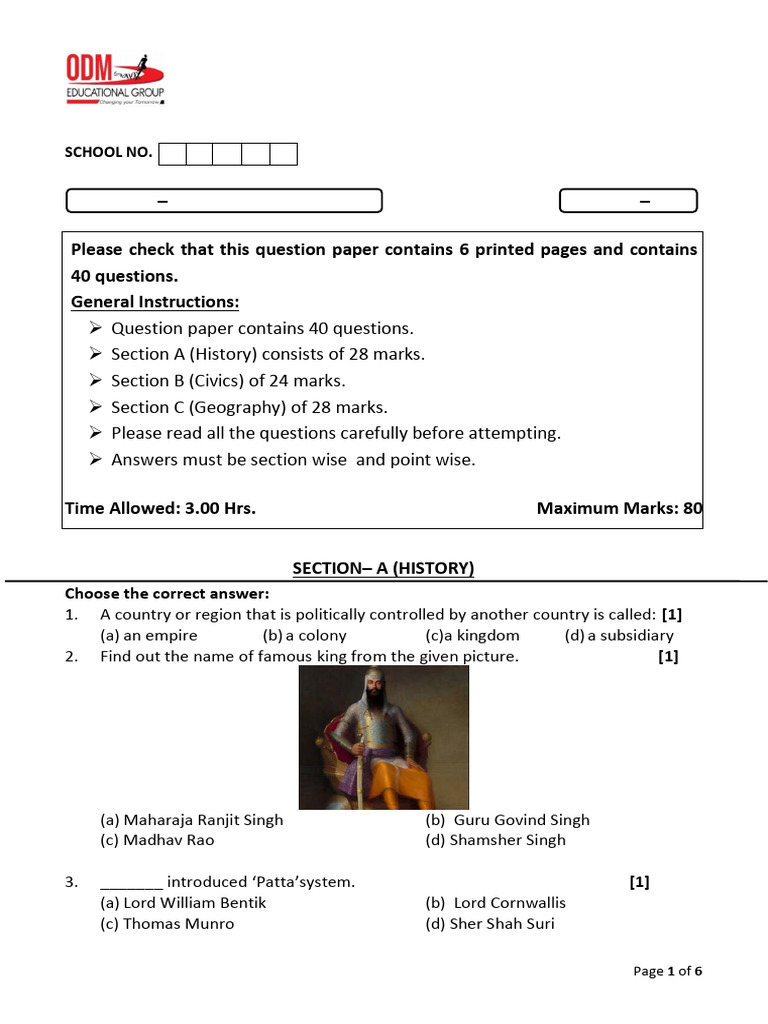 Sample Paper - SST - Viii | PDF