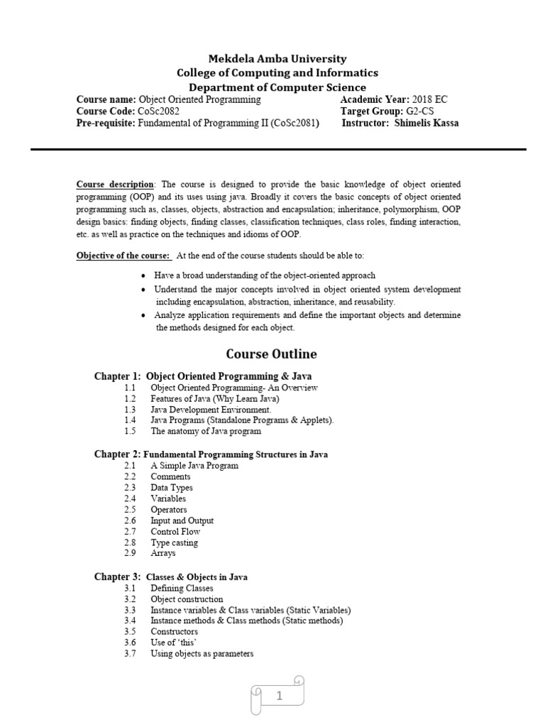 Course Outline | PDF