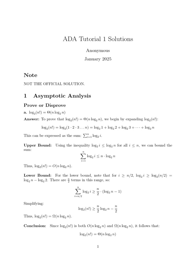 ADA TUT1 Sol 1 | PDF