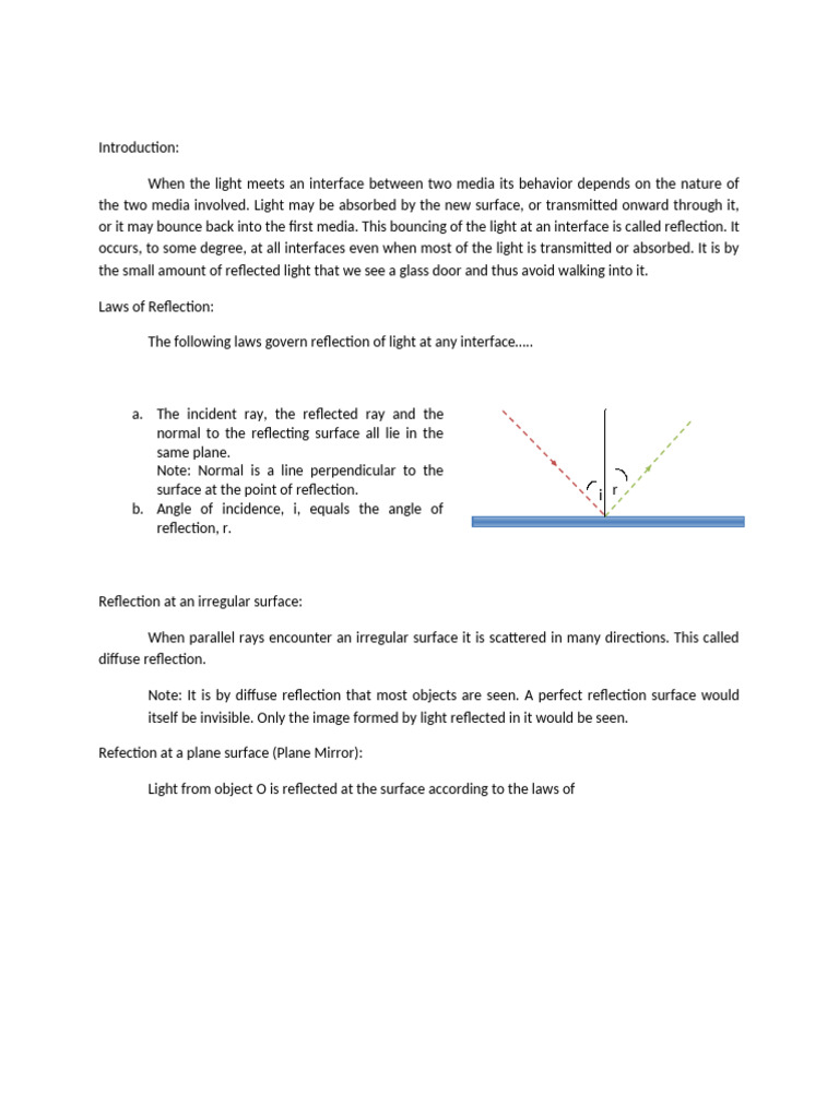 Reflection in Optics | PDF