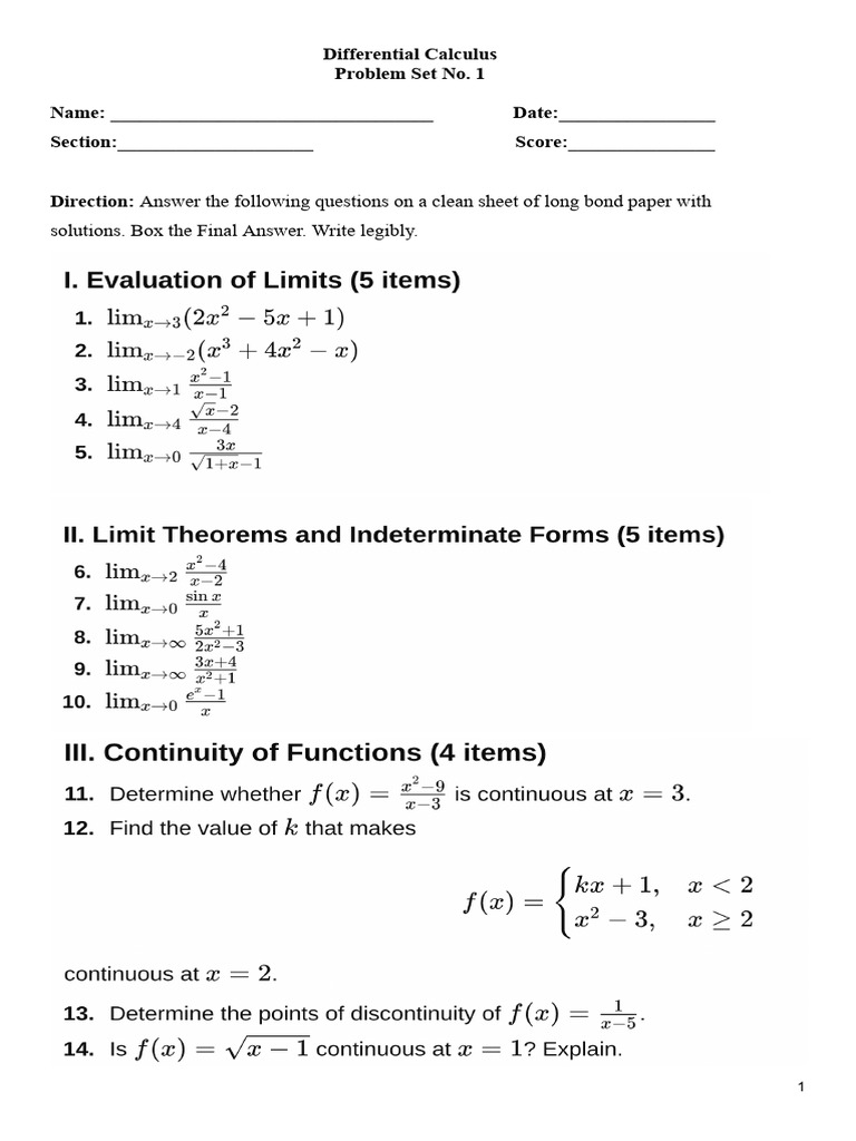 Problem Set 1 Diffcal | PDF