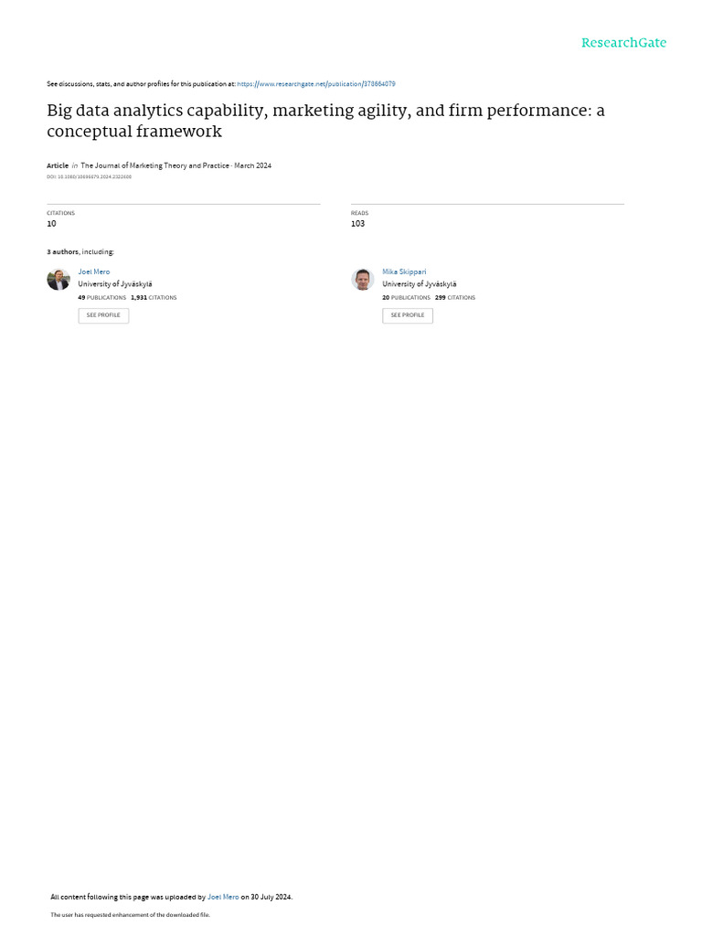 Big Data Analytics Capability, Marketing Agility, and Firm Performance ...