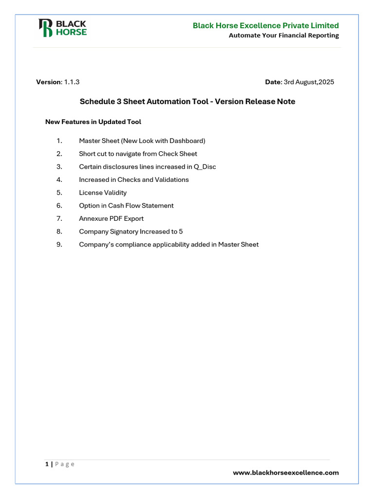 SCH 3 Automation Tool 1.1.3 Release Note | PDF