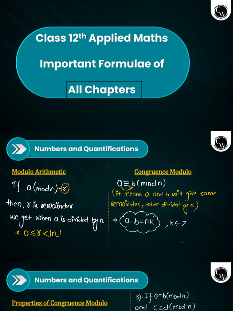 Formula Sheet Applied Maths | PDF