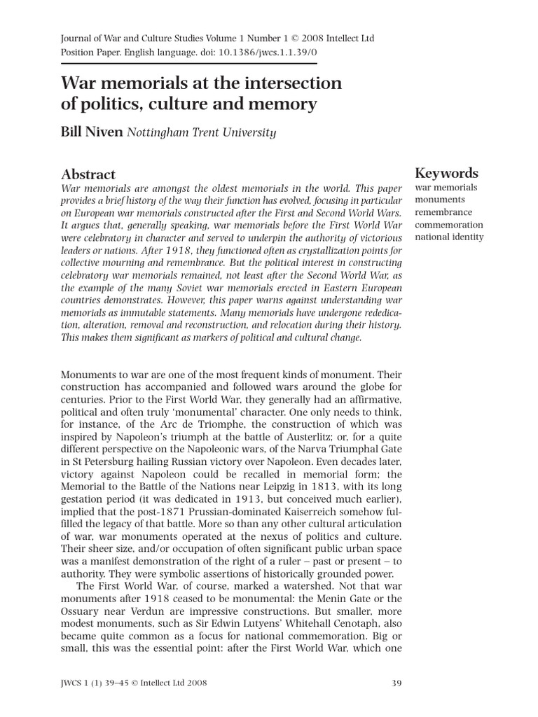 War Memorials at The Intersection of Pol | PDF | The Holocaust | Nazi ...