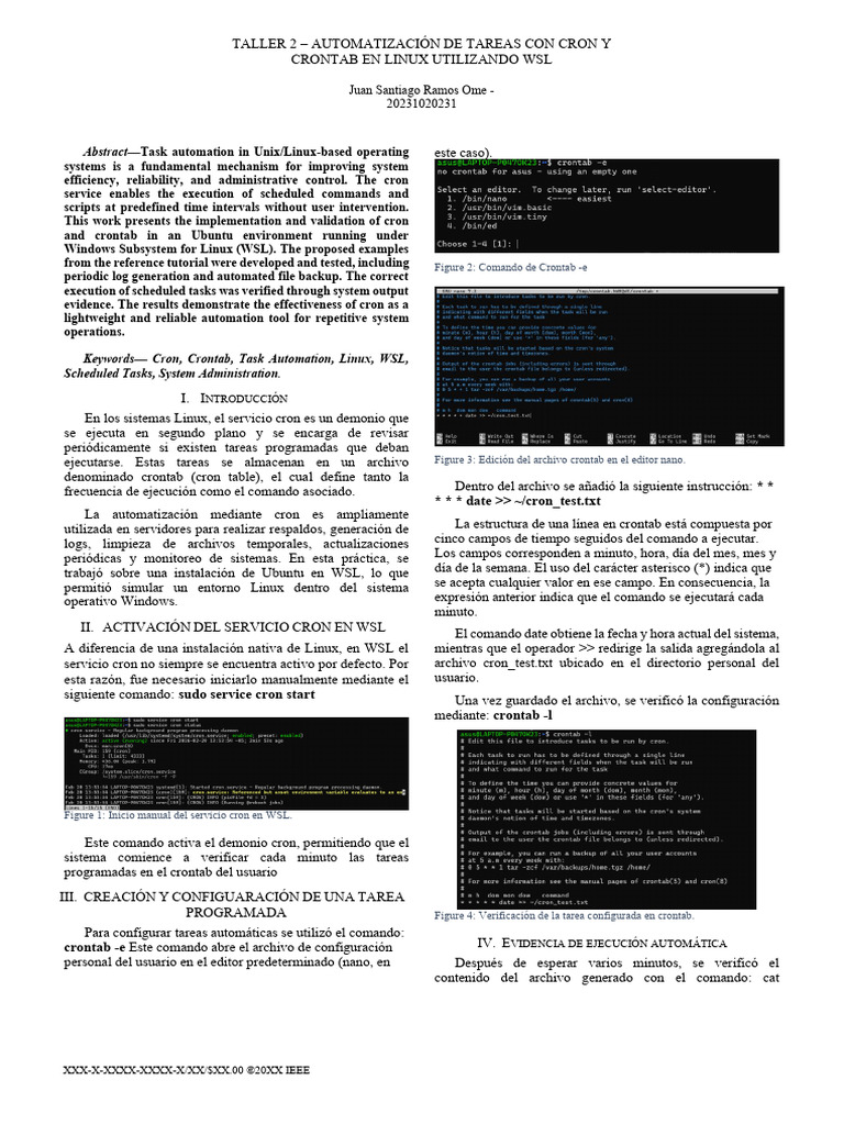 Automatización de Tareas Con Cron y Crontab en Linux Utilizando WSL | PDF