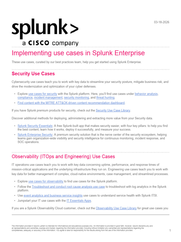 Implementing Use Cases in Splunk Enterprise | PDF