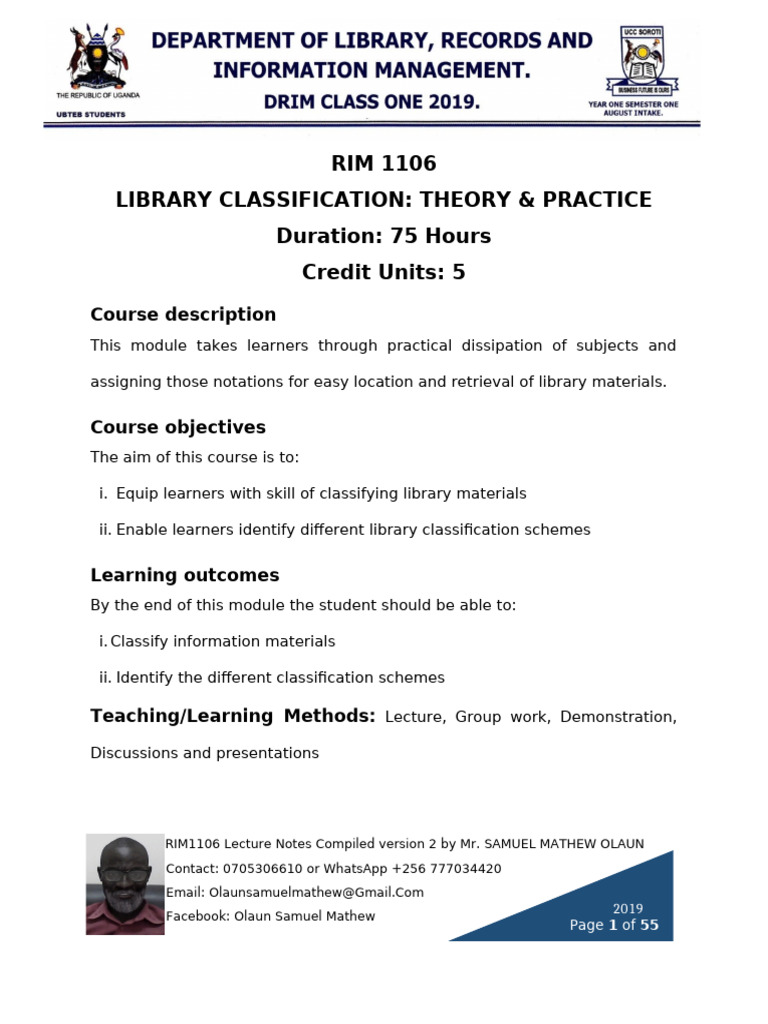 Rim 1106 Library Classification Theory A | PDF