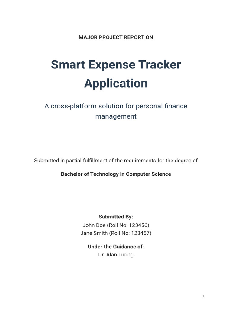 Major Project Report Expense Tracker | PDF