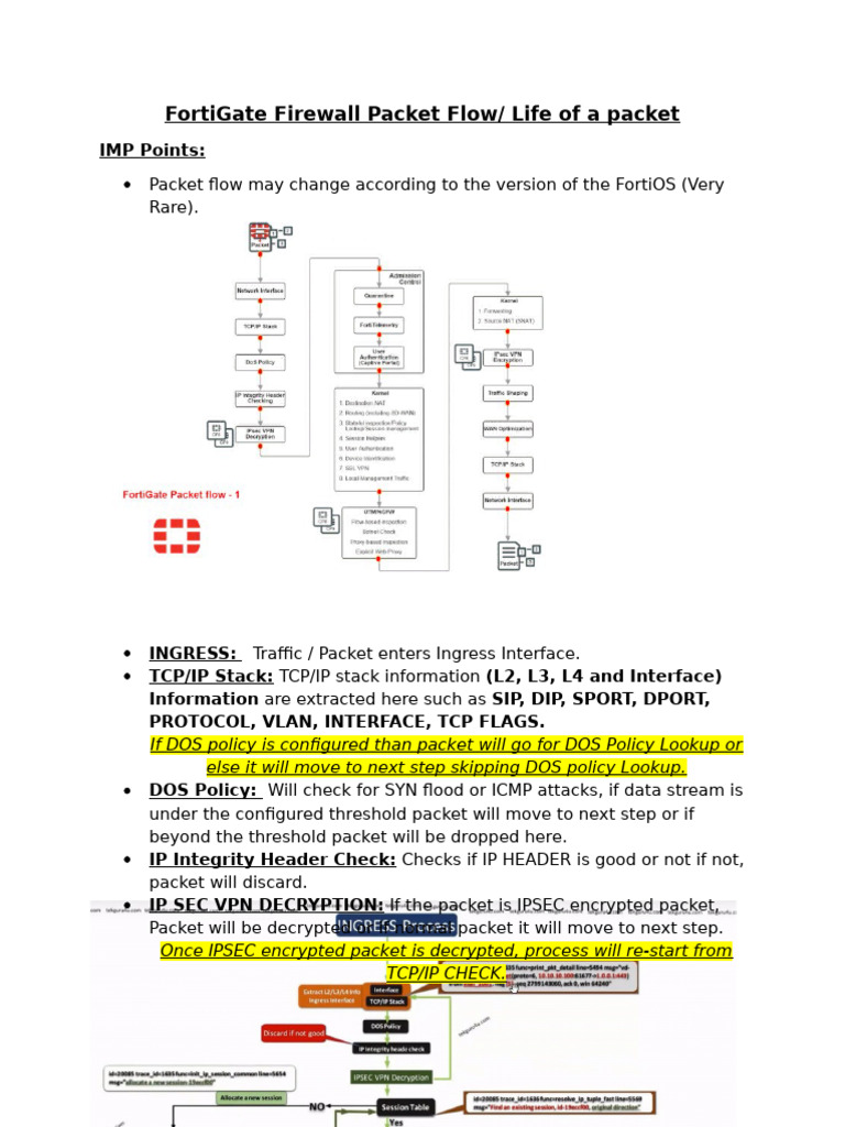 FortiGate Firewall Packet Flow | PDF