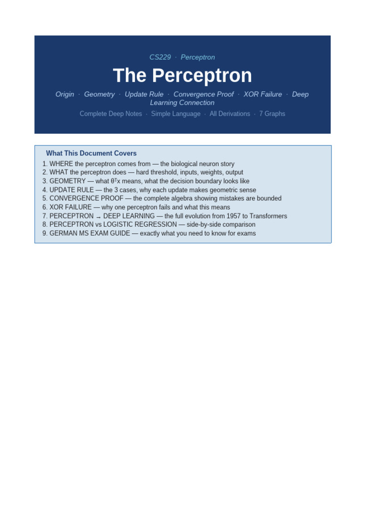 Perceptron Complete Notes | PDF