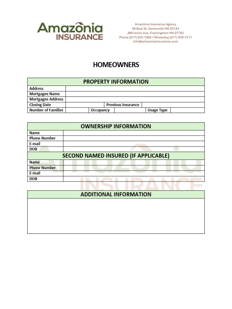 Homeowners Intake Form | PDF