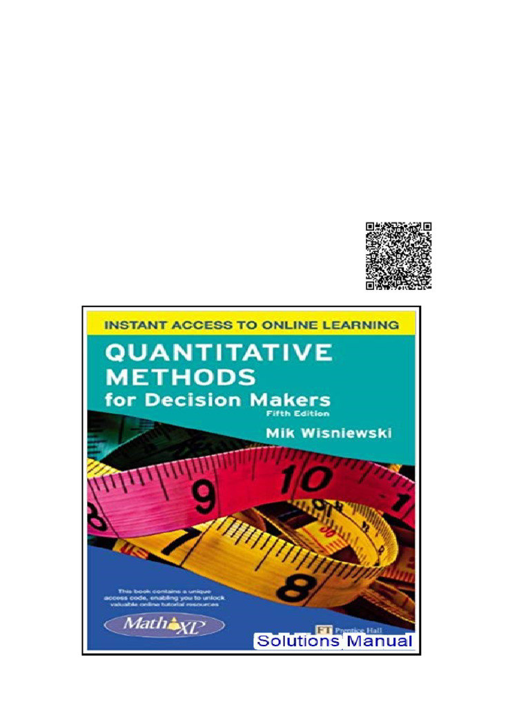 Quantitative Methods For Decision Makers 5th Edition Wisniewski ...