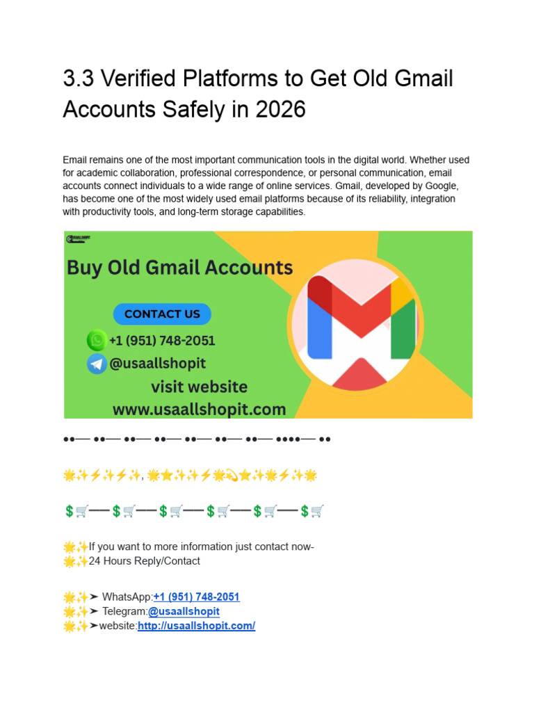 3.3 Verified Platforms To Get Old Gmail Accounts Safely in 2026 | PDF