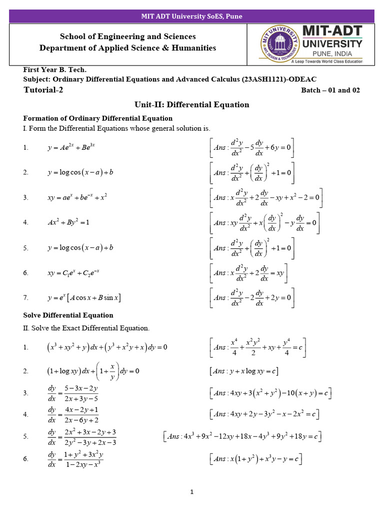 ODEAC Tutorial 02 Unit2 | PDF