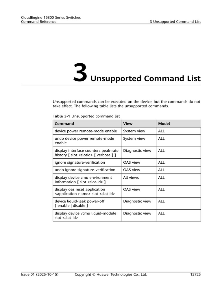 01-03 Unsupported Command List | PDF
