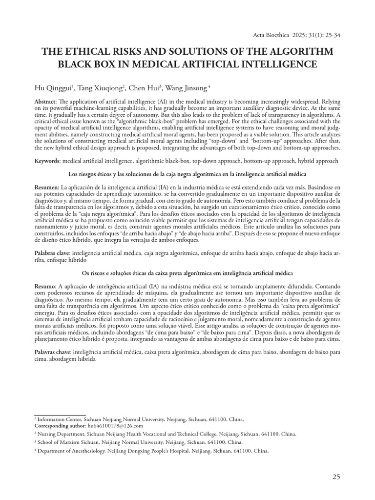 The Ethical Risks and Solutions of The Algorithm Black Box in Medical ...