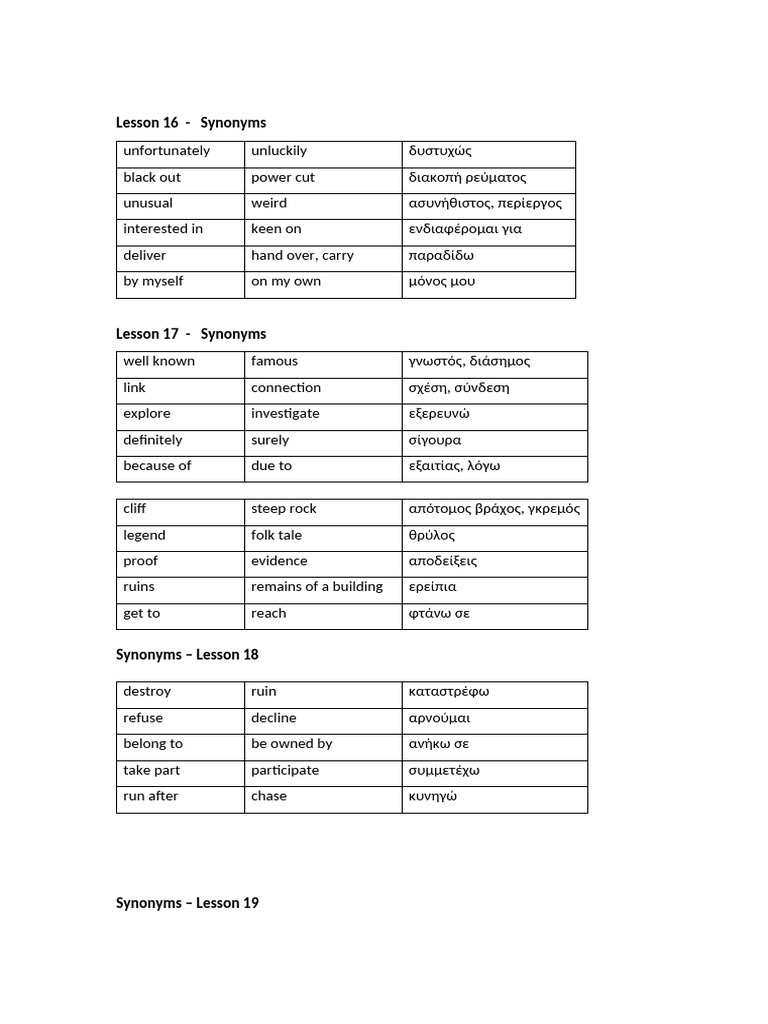Synonyms Lessons Whole | PDF