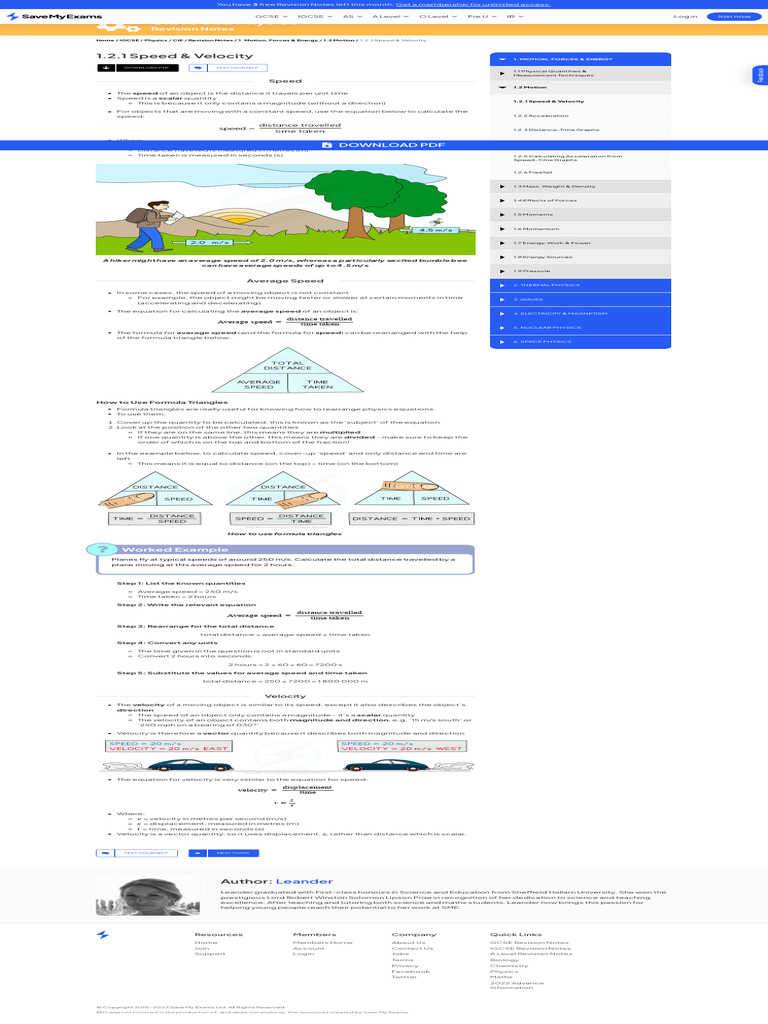 1speed & Velocity (1.2.1) CIE IGCSE Physics Revision Notes 2023 Save My ...
