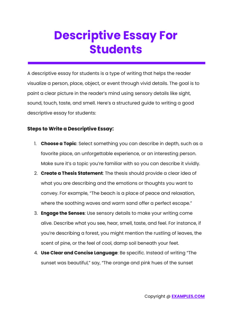 Descriptive Essay For Students | PDF