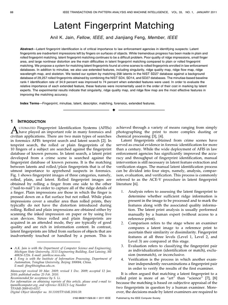 Latent Print Processing Paper | PDF | Fingerprint | Computing