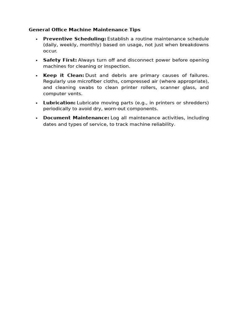 General Office Machine Maintenance Tips | PDF
