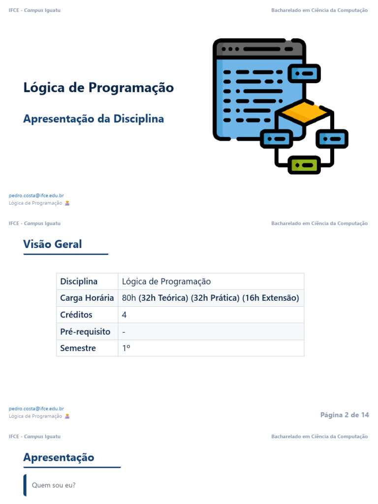 Aula 00 - Apresentação Da Disciplina | PDF | Informática | Linguagem de ...