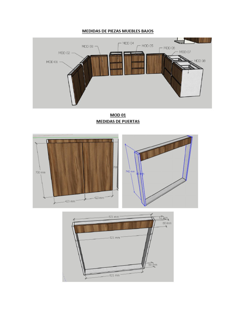 Medidas de Piezas Muebles Bajos | PDF