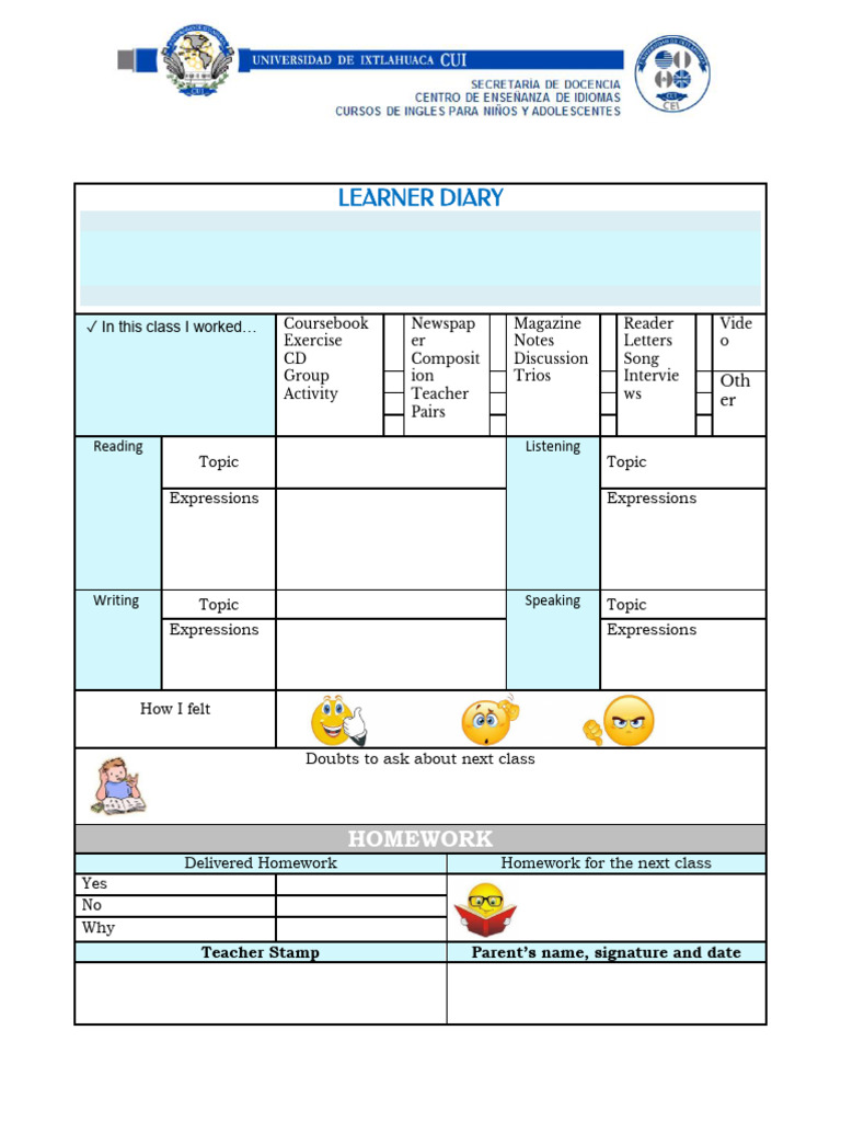 Learner Diary Secundaria | PDF