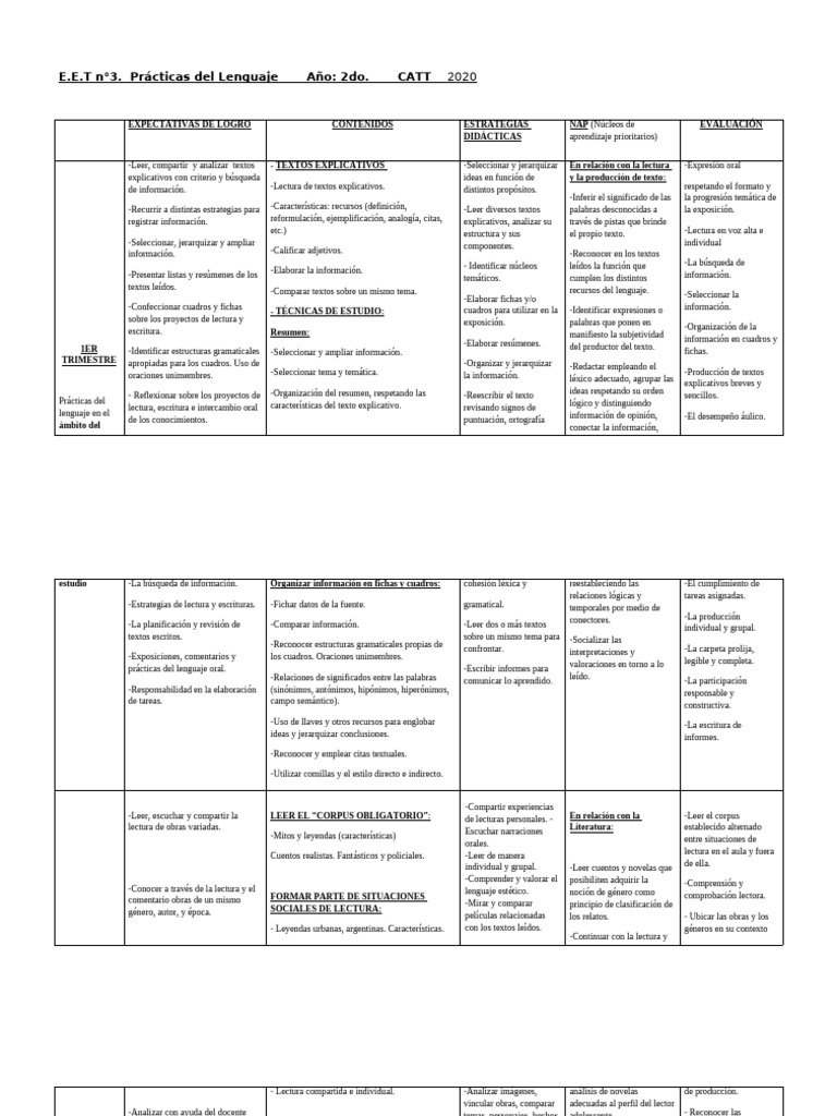 Catt Planificacion PLG 2do 2020 | PDF