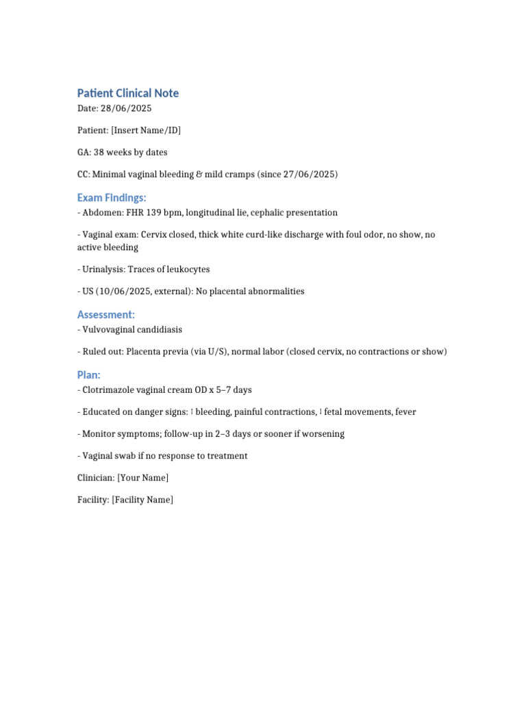 Patient Clinical Note 28 June 2025 | PDF