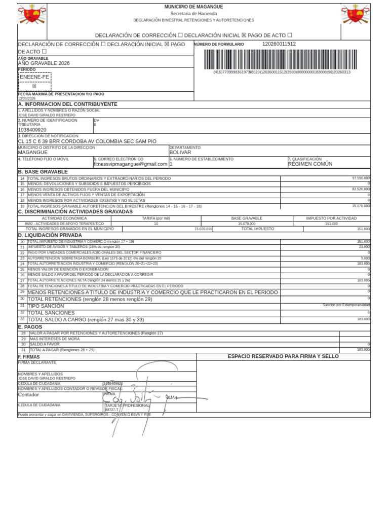 DECLARACION | PDF | Impuestos