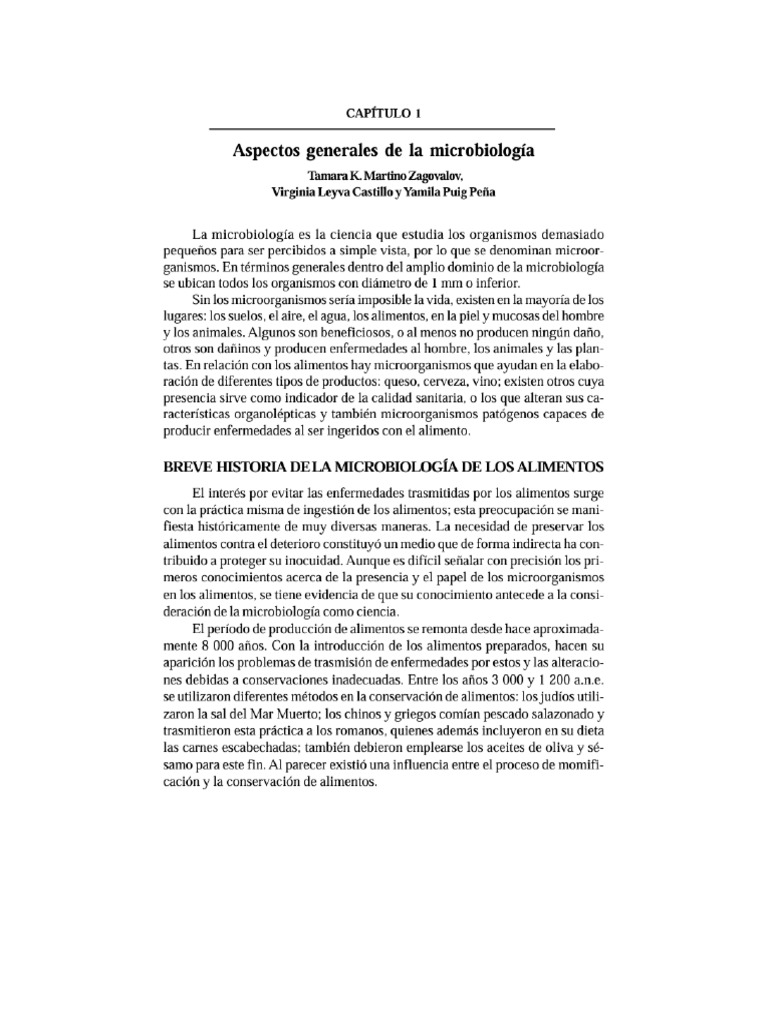 Lectura 1 - Aspectos Generales de La Microbiología de Los Alimentos | PDF