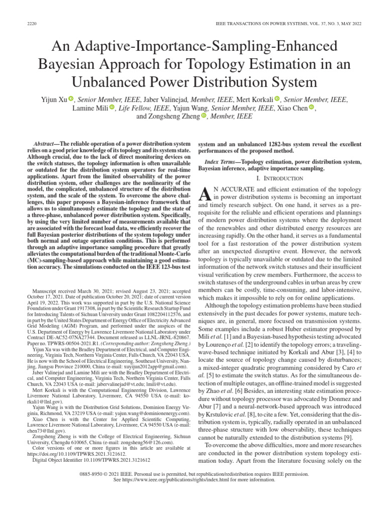 An Adaptive-Importance-Sampling-Enhanced Bayesian Approach For Topology ...