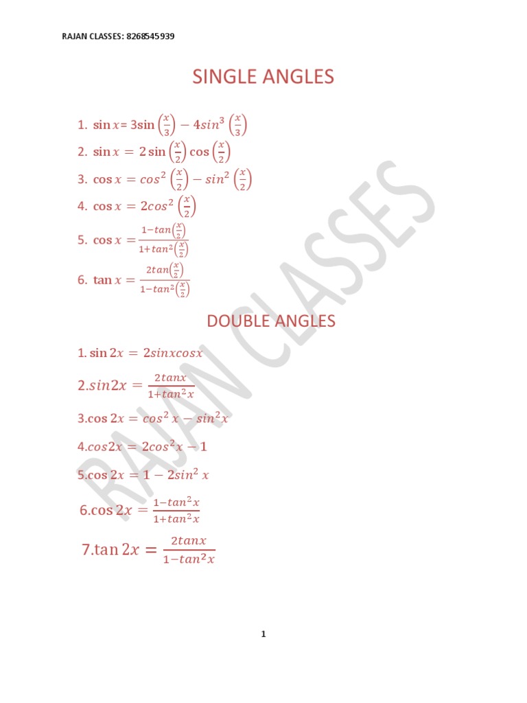 Trinometric Formulae