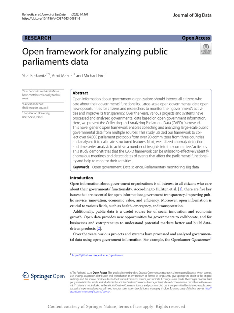 Open Framework For Analyzing Public Parliaments Da | PDF | Computing