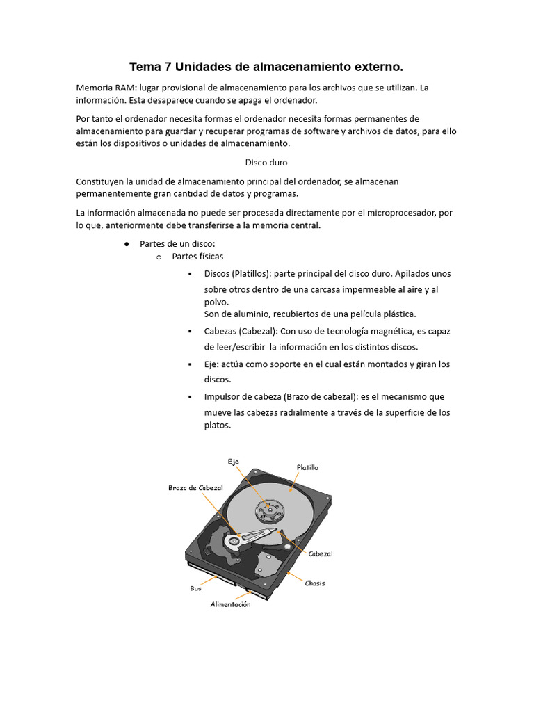 Tema 7 | PDF | Disco duro | Almacenamiento de datos de la computadora