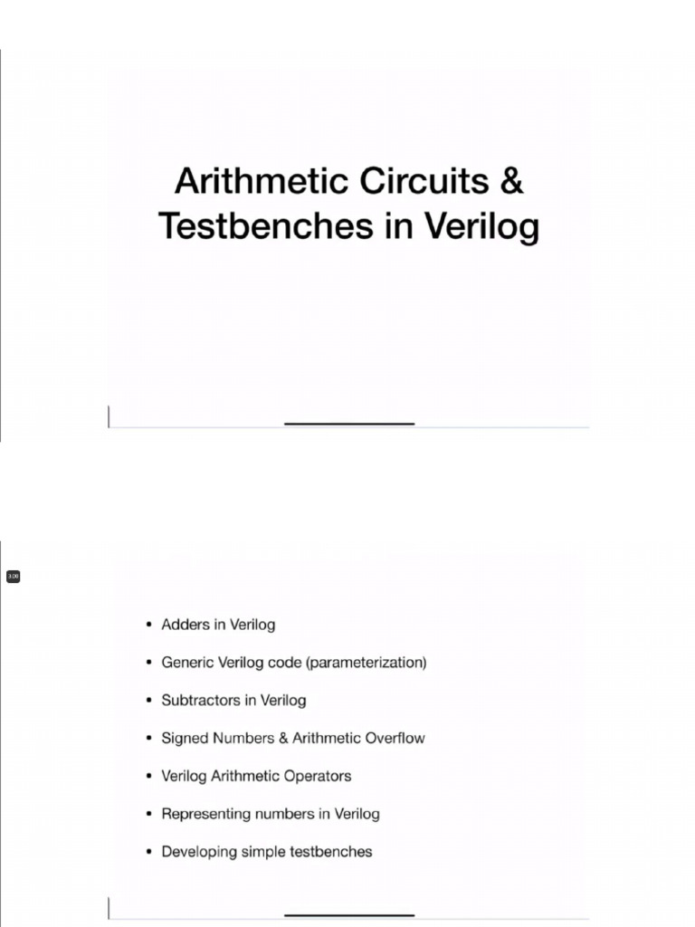 10 - Introduction To Arithmetic Circuits and Testbenches in Verilog | PDF