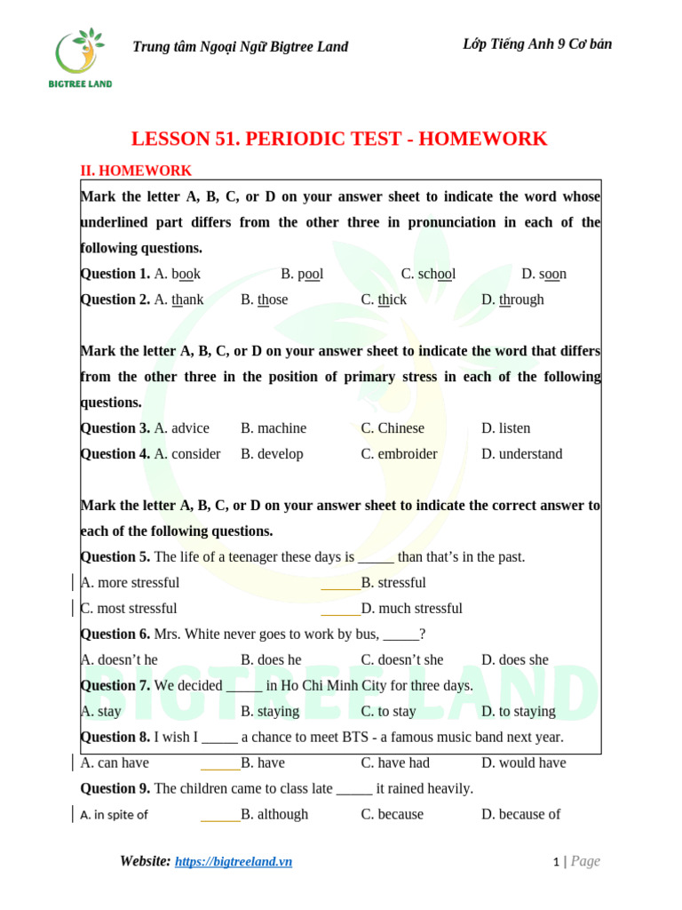 Homework Lesson 51 | PDF