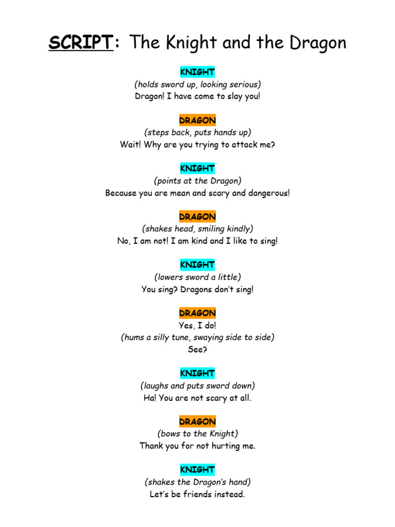 SCRIPT - The Knight and The Dragon | PDF