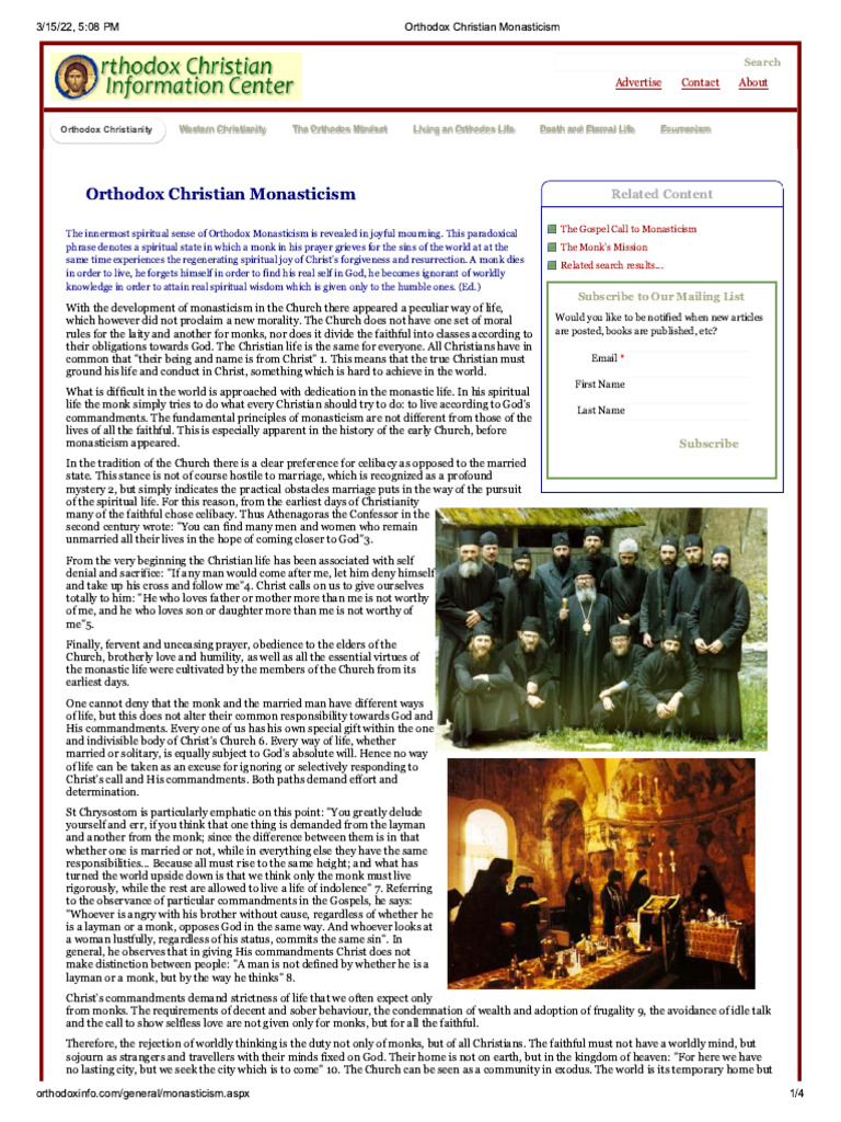Orthodox Christian Monasticism | PDF